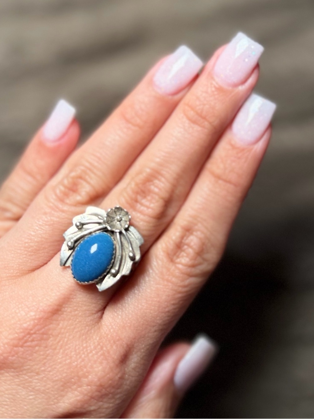 Vintage Navajo Sterling Silver Lapis Ring Size 8
